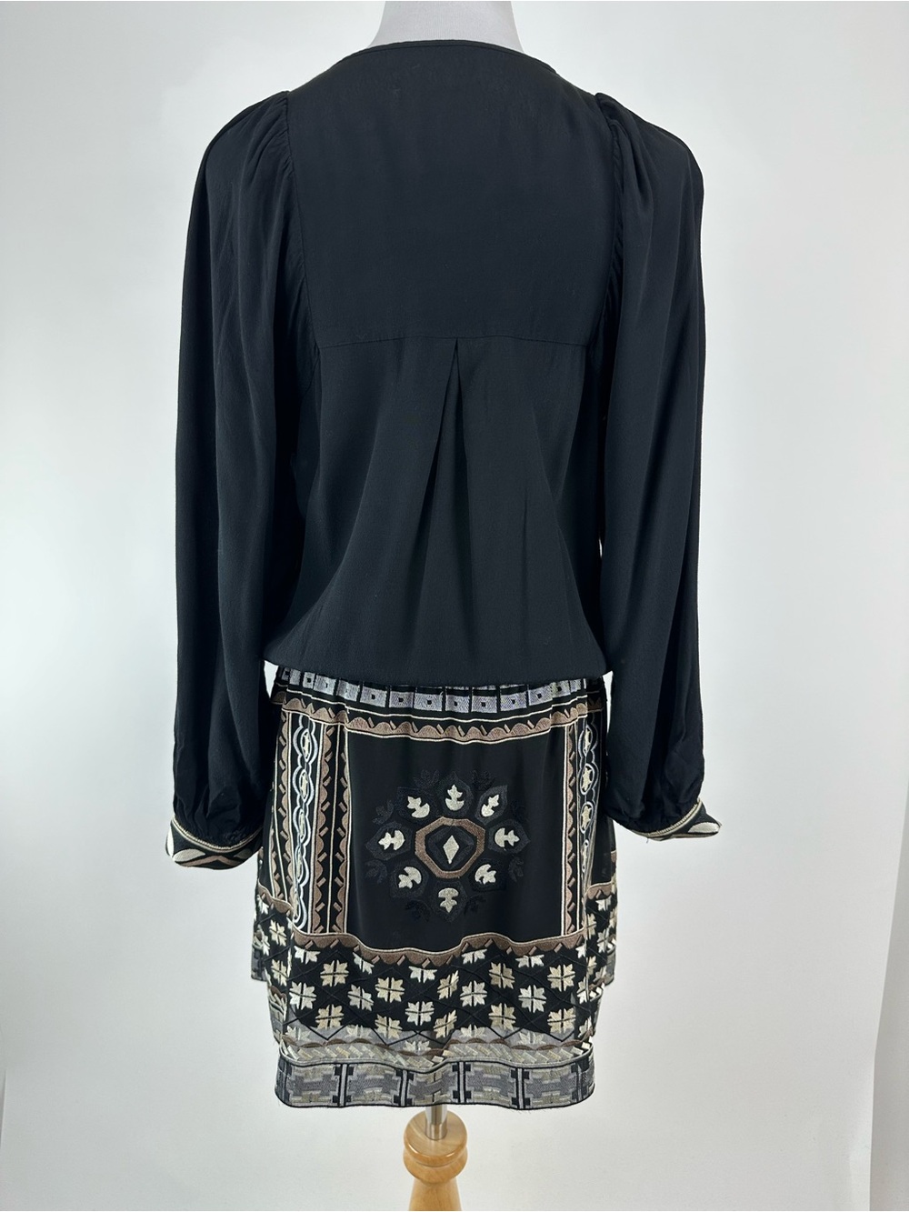Hale Bob Boho Embroidered Black Dress Small - Picture 7 of 8